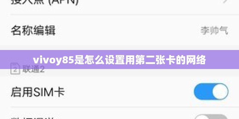 vivoy85是怎么设置用第二张卡的网络